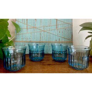 VTG 1960’s Fortecrisa Mexico Azure Ice Blue Glass Coffee Cups Set of 4
